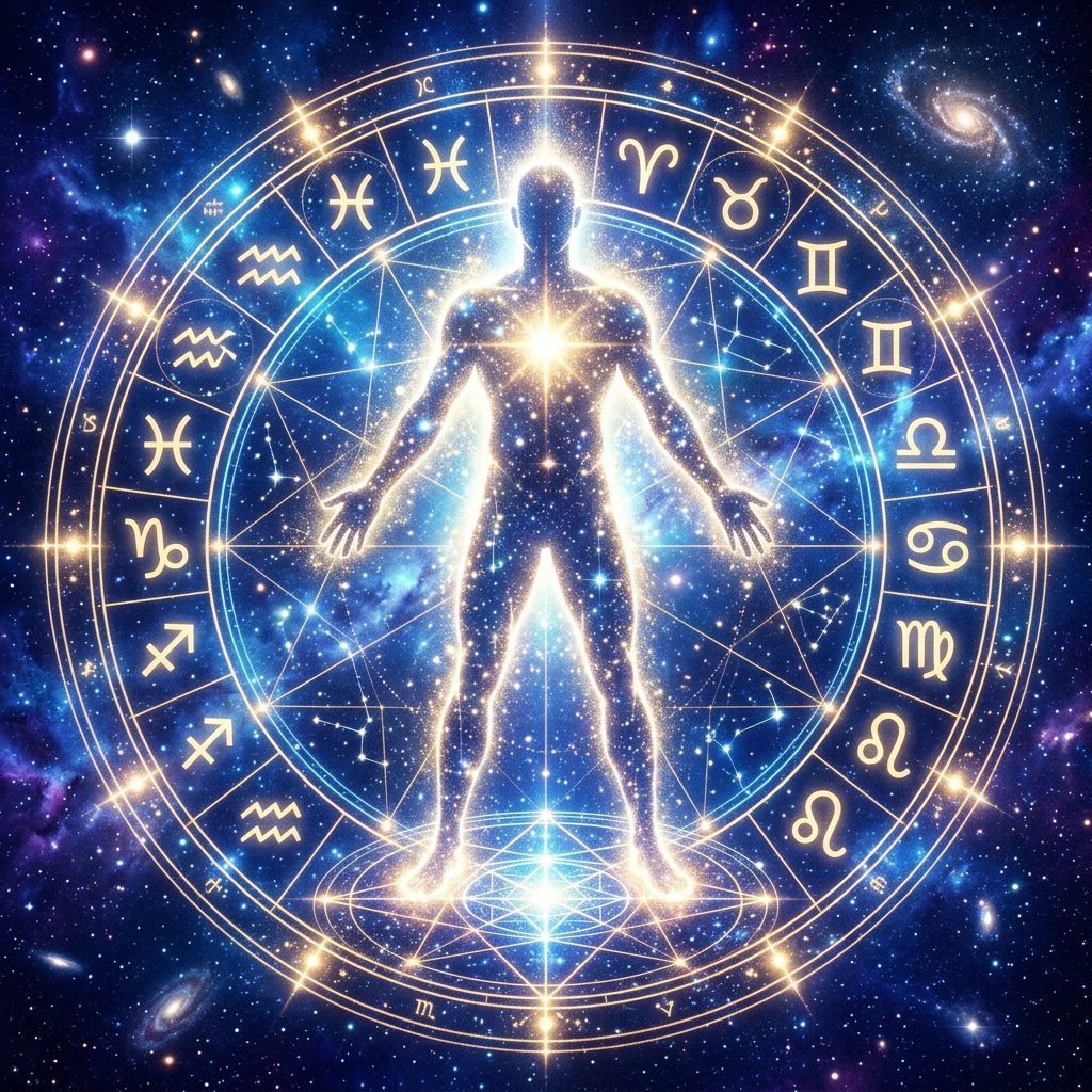 Glowing radiant starlight silhouette representing the Ascendant Lord in astrology